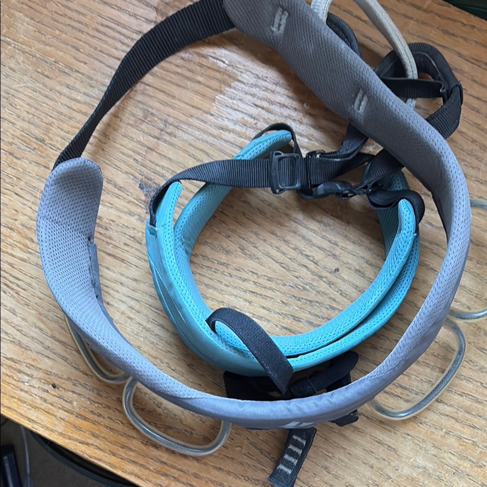 Gray and Blue Climbing Harness